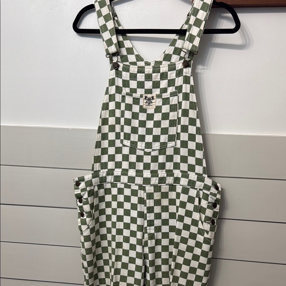 Green and White Checkered Overalls